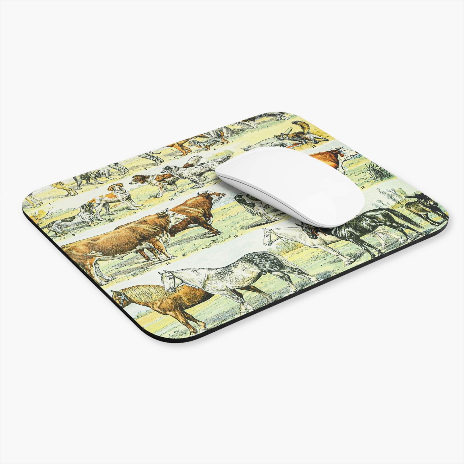 Wild Animals Computer Desk Mouse Pad With White Mouse