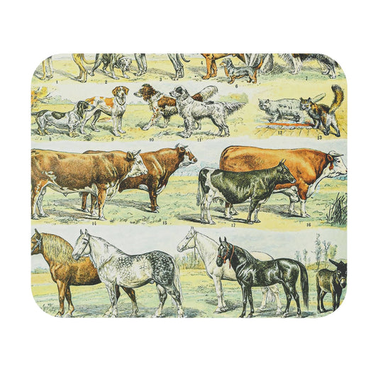 Wild Animals Mouse Pad featuring a farm animal chart design, adding rural charm to desk and office decor.