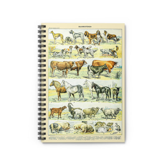 Wild Animals Notebook with Farm Animal Chart cover, ideal for journaling and planning, showcasing farm animal illustrations.