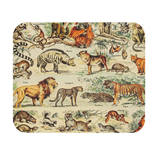 Wild Animals Mouse Pad with a mammal chart design, perfect for desk and office decor.