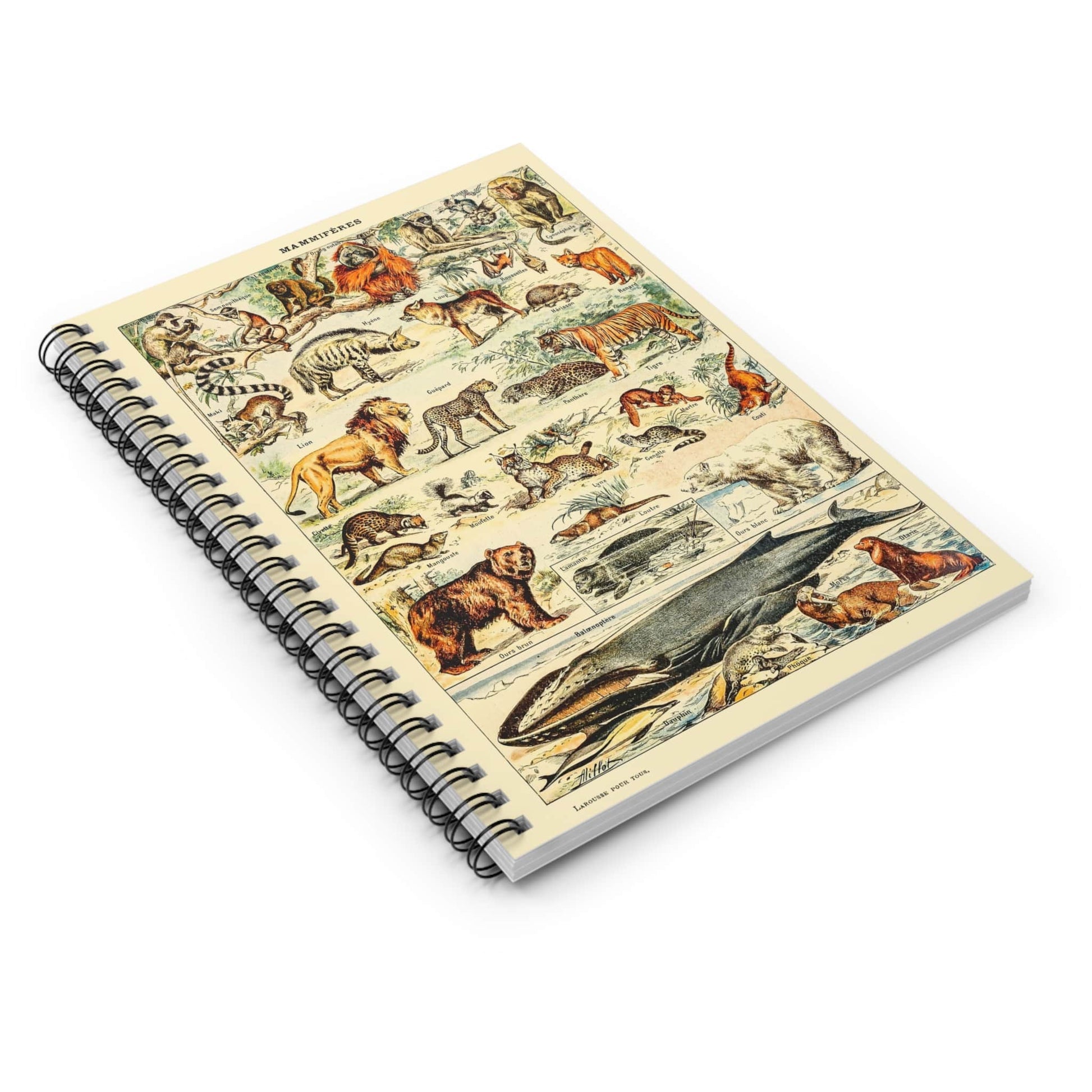 Wild Animals Spiral Notebook Laying Flat on White Surface