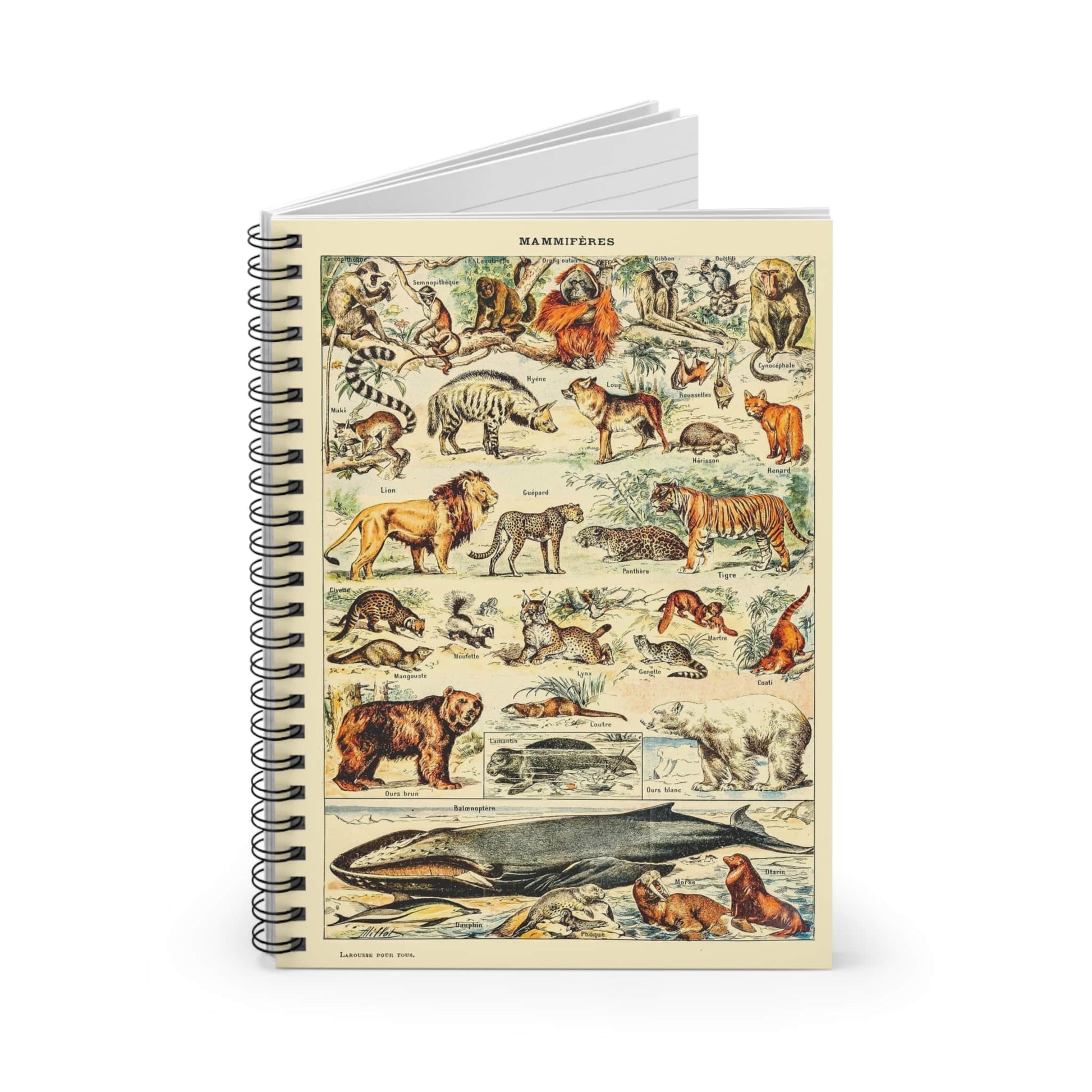 Wild Animals Spiral Notebook Standing up on White Desk