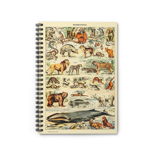 Wild Animals Notebook with Mammal Chart cover, perfect for journaling and planning, featuring detailed mammal charts.