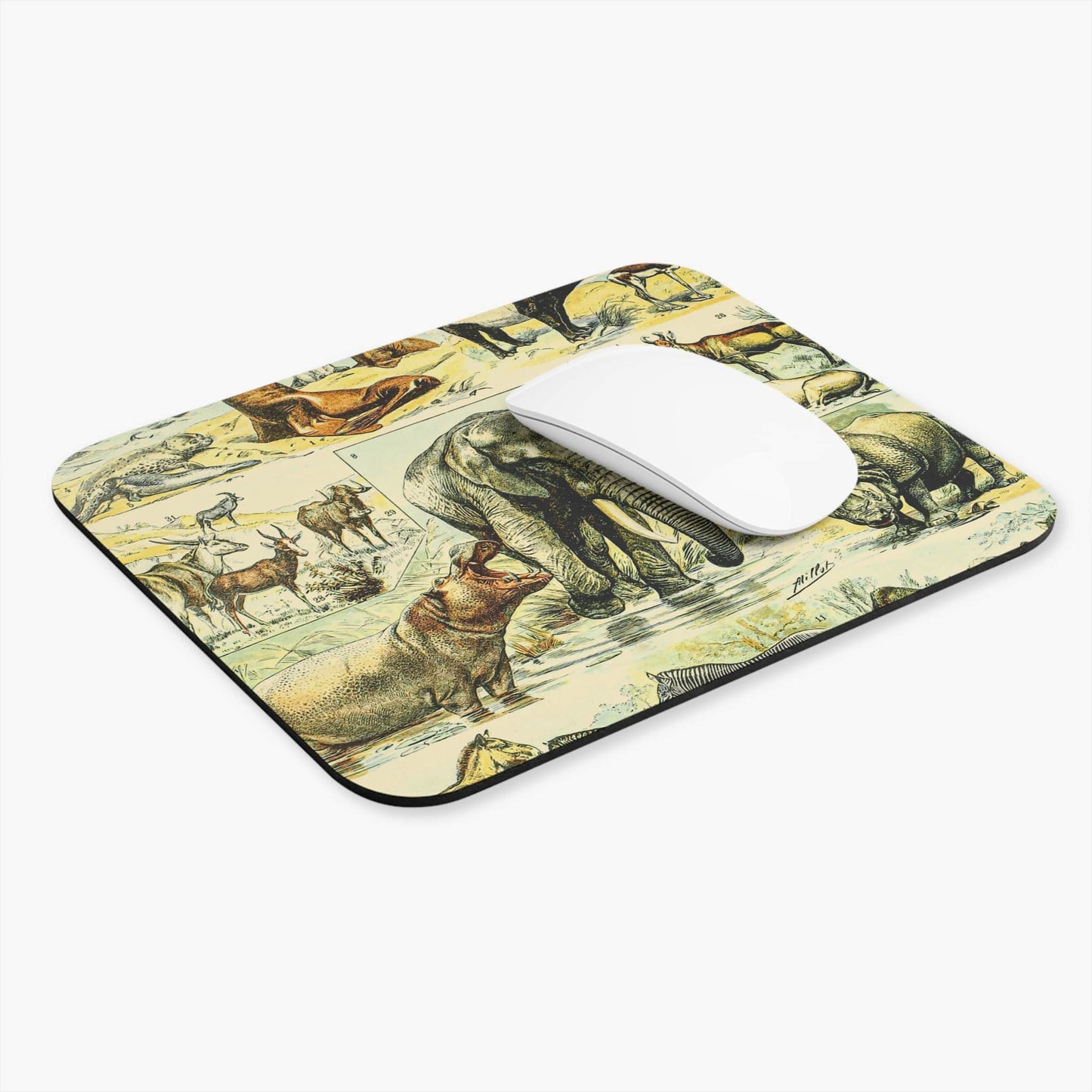 Wild Animals Computer Desk Mouse Pad With White Mouse