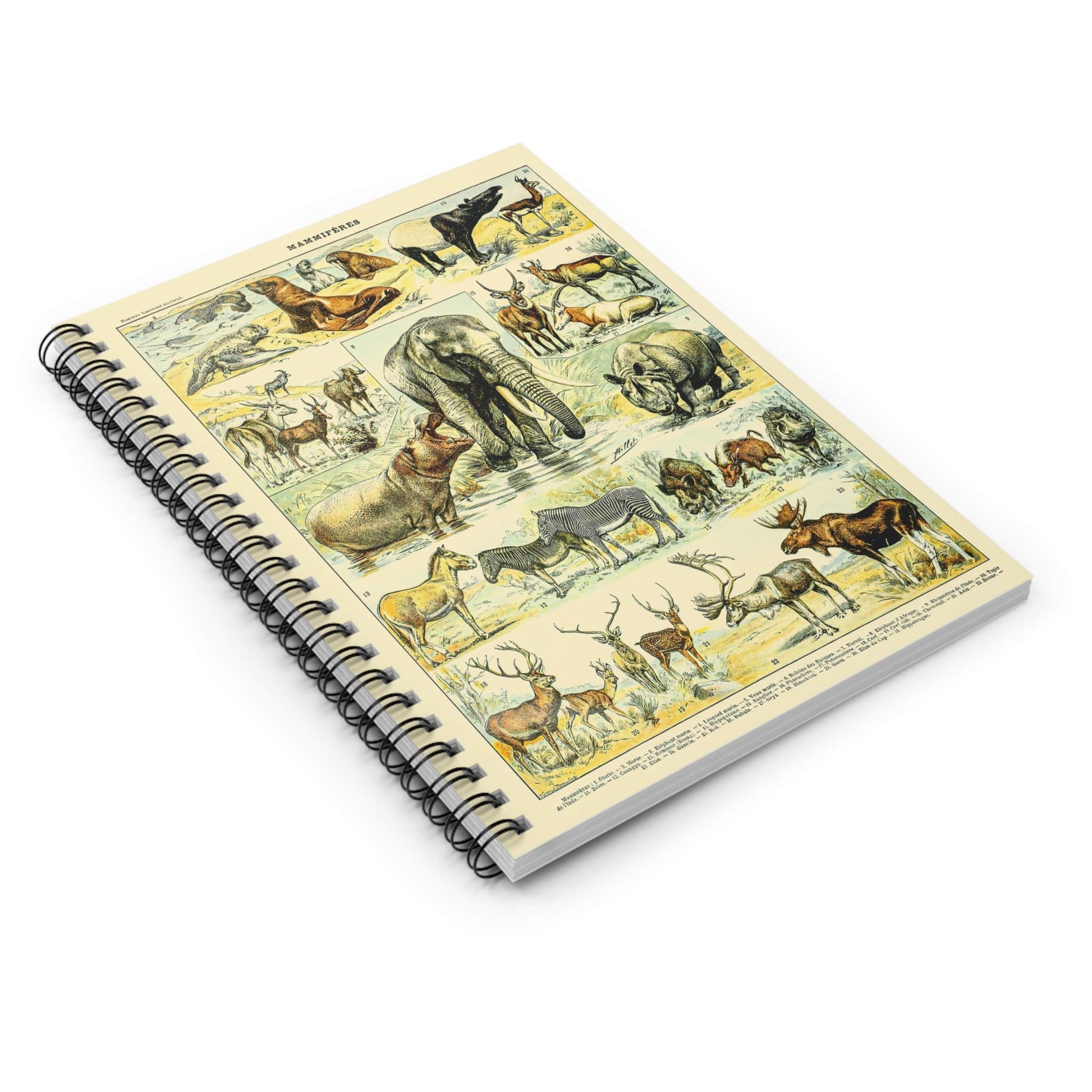 Wild Animals Spiral Notebook Laying Flat on White Surface