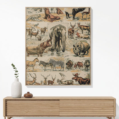 Wild Animals Woven Blanket Hanging on a Wall as Framed Wall Art