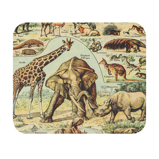 Wild Animals Mouse Pad featuring a safari animal chart design, ideal for desk and office decor.