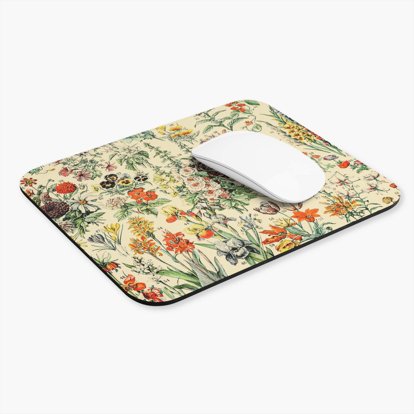 Wildflower Computer Desk Mouse Pad With White Mouse