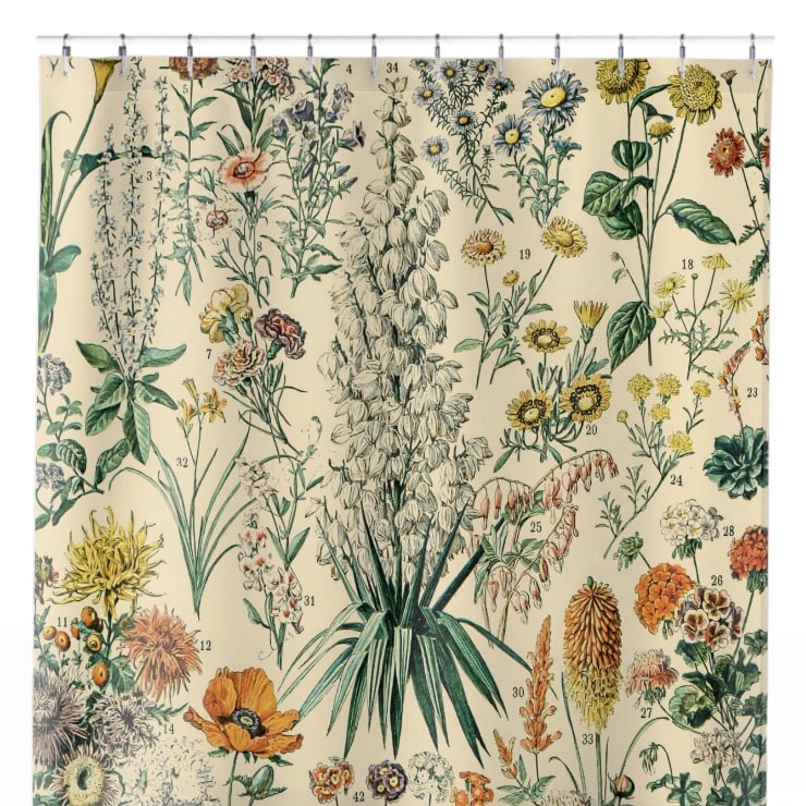 Wildflower Diagram Shower Curtain Close Up, Flowers Shower Curtains