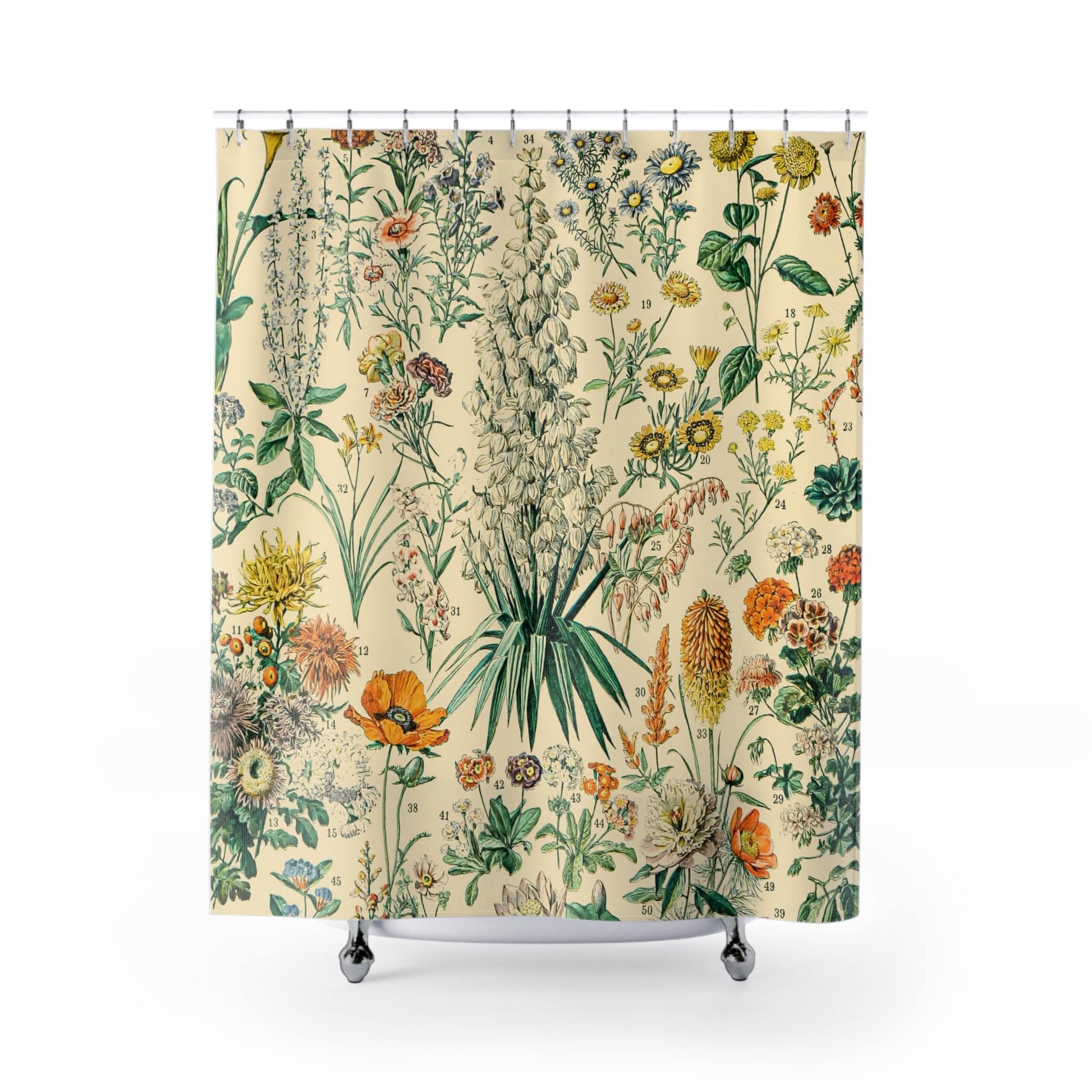 Wildflowers Shower Curtain with floral design, nature-inspired bathroom decor featuring vibrant wildflowers.