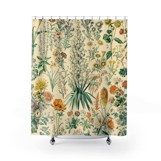 Wildflowers Shower Curtain with floral design, nature-inspired bathroom decor featuring vibrant wildflowers.