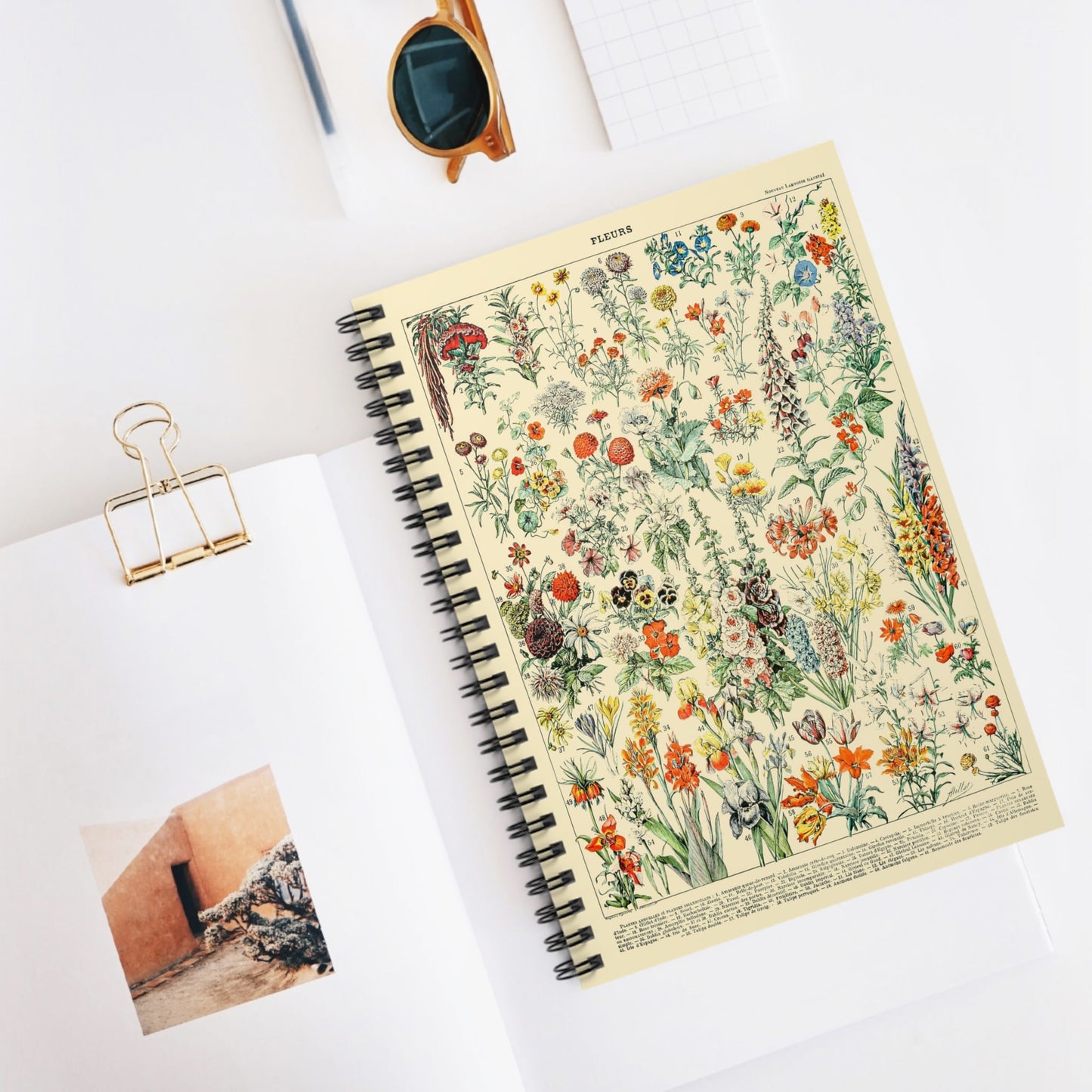 Wildflower Spiral Notebook Displayed on Desk