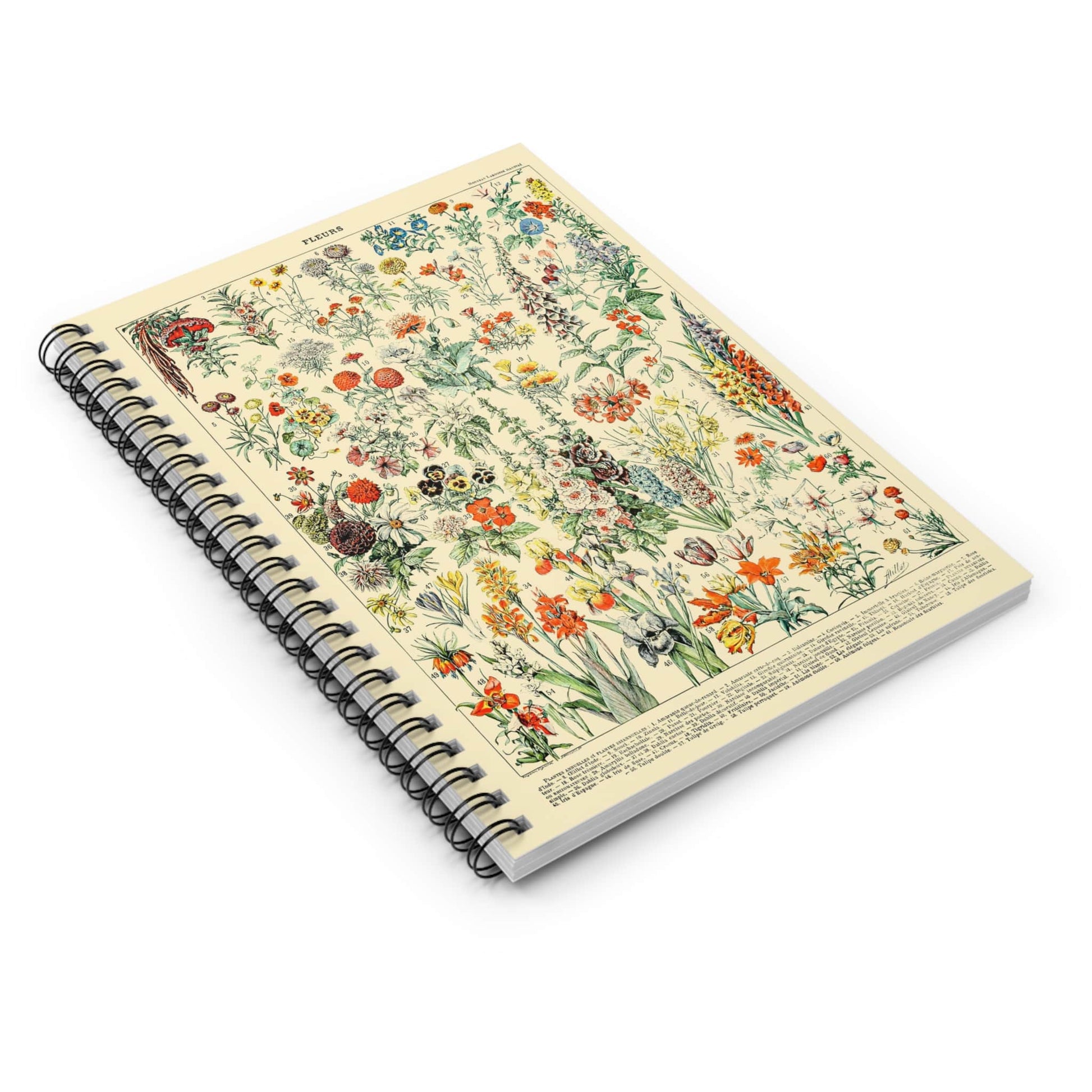 Wildflower Spiral Notebook Laying Flat on White Surface