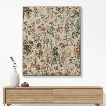 Wildflower Woven Blanket Woven Blanket Hanging on a Wall as Framed Wall Art