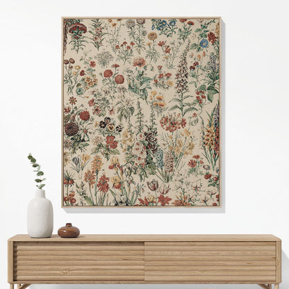 Wildflower Woven Blanket Hanging on a Wall as Framed Wall Art