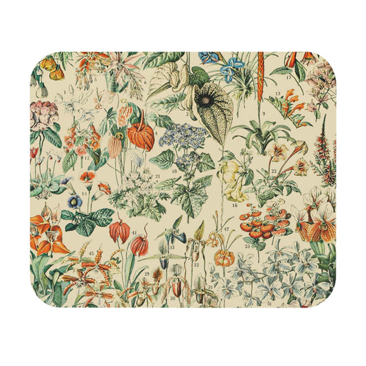 Wildflower and Plants Mouse Pad with nature floral design, desk and office decor featuring various plant and flower illustrations.