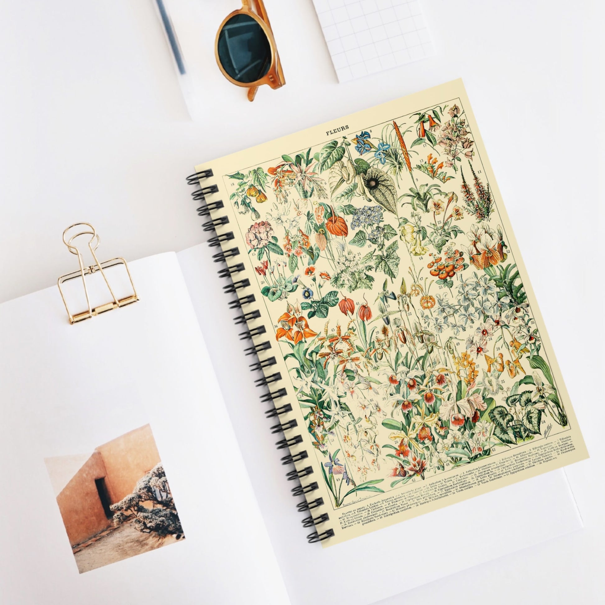 Wildflower and Plants Spiral Notebook Displayed on Desk