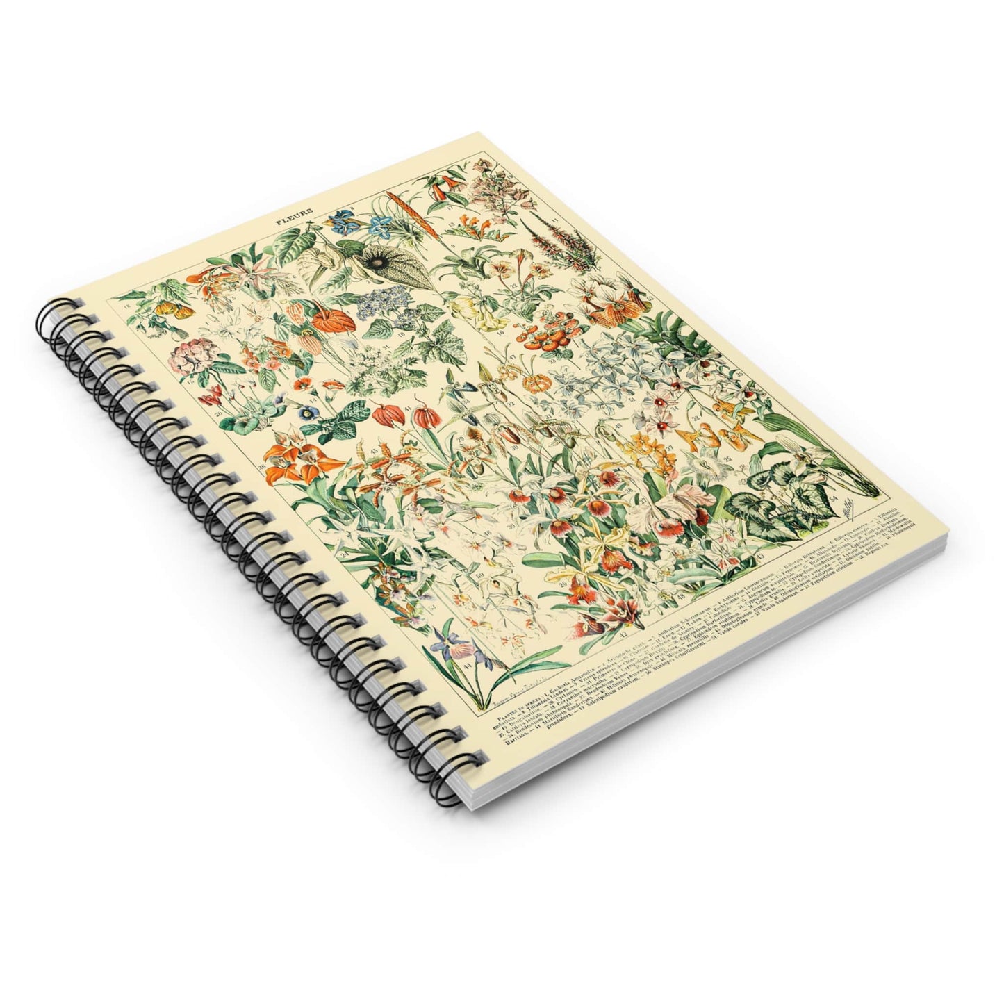 Wildflower and Plants Spiral Notebook Laying Flat on White Surface