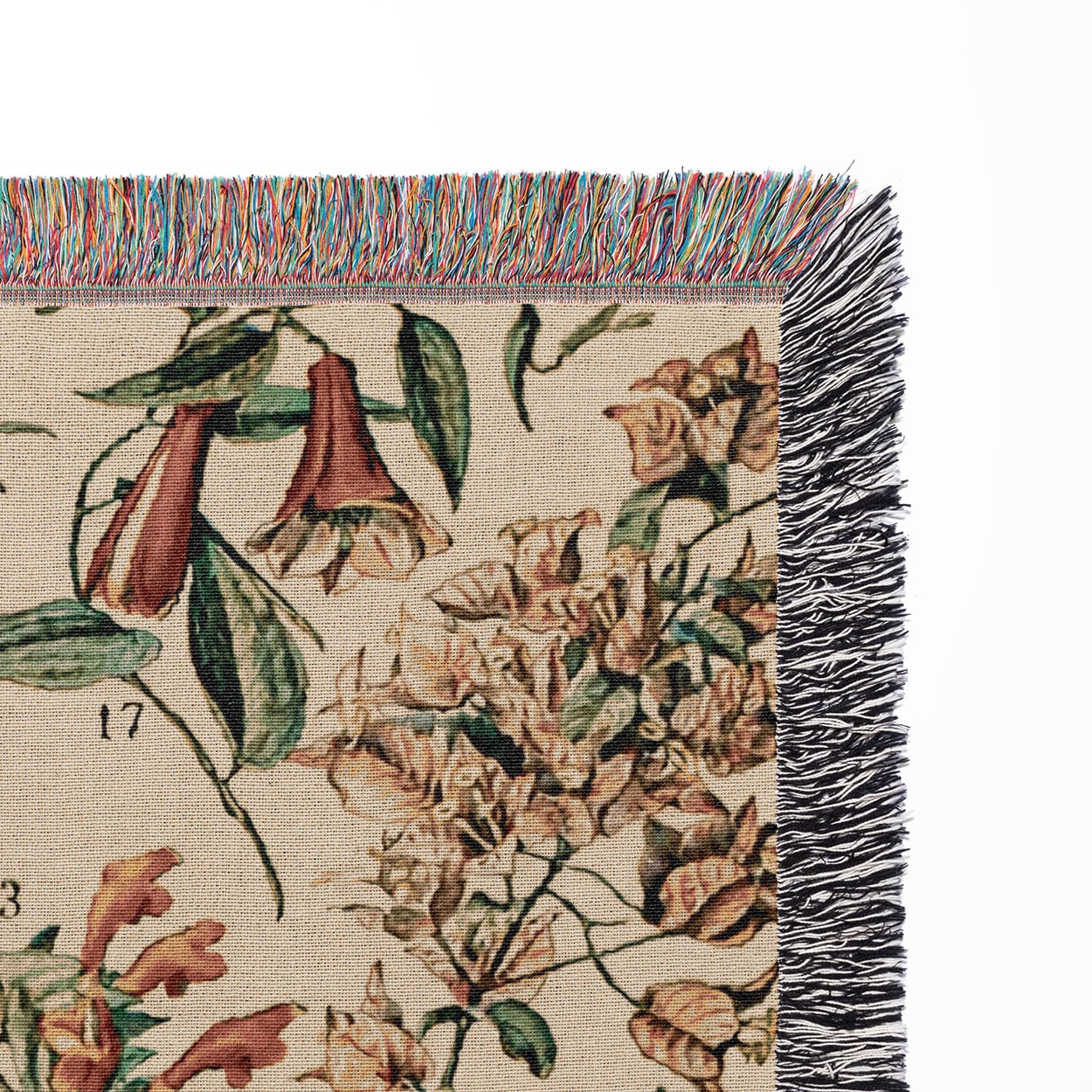 Wildflower and Plants Woven Blanket Close Up