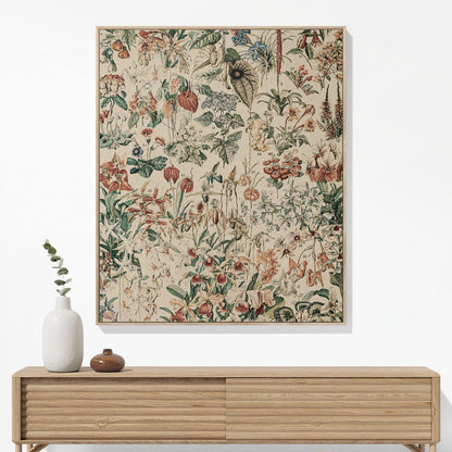 Wildflower and Plants Woven Blanket Woven Blanket Hanging on a Wall as Framed Wall Art