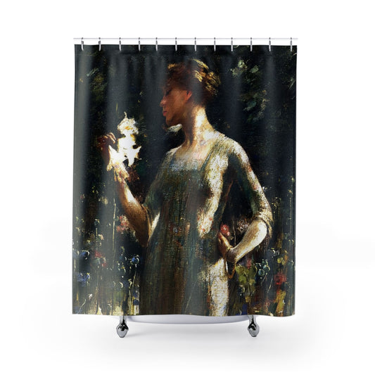 Wildflowers Shower Curtain with floral impressionist design, artistic bathroom decor showcasing impressionist wildflower artwork.