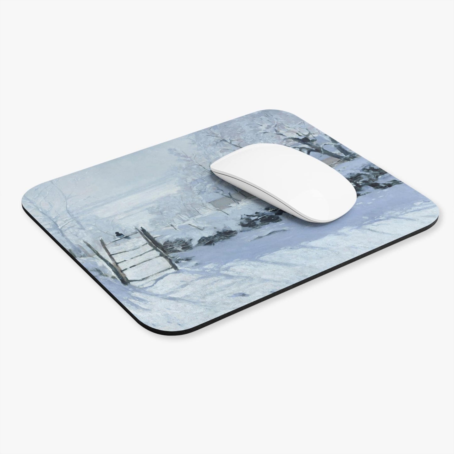Winter Computer Desk Mouse Pad With White Mouse