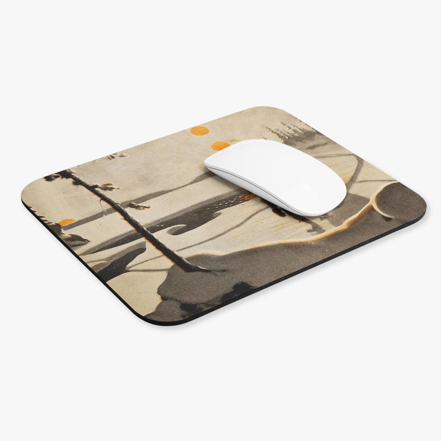 Winter Journey Computer Desk Mouse Pad With White Mouse