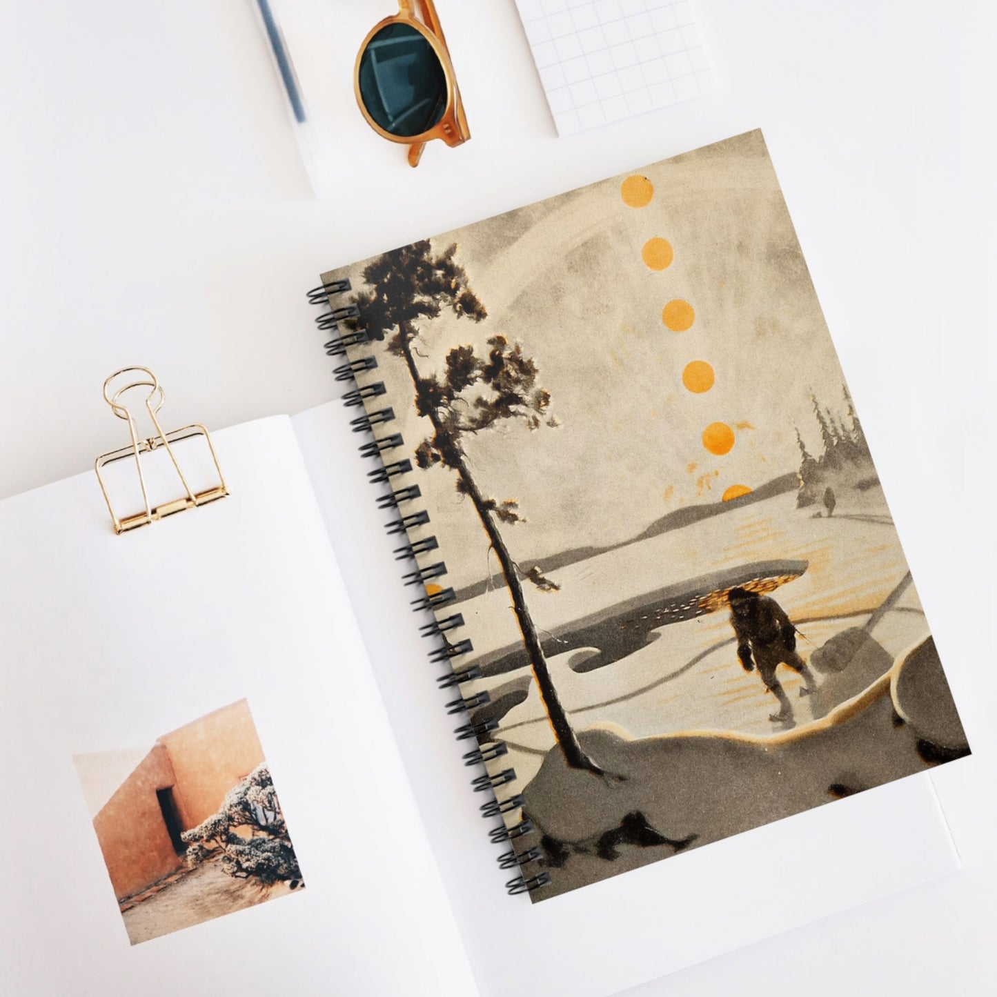 Winter Journey Spiral Notebook Displayed on Desk