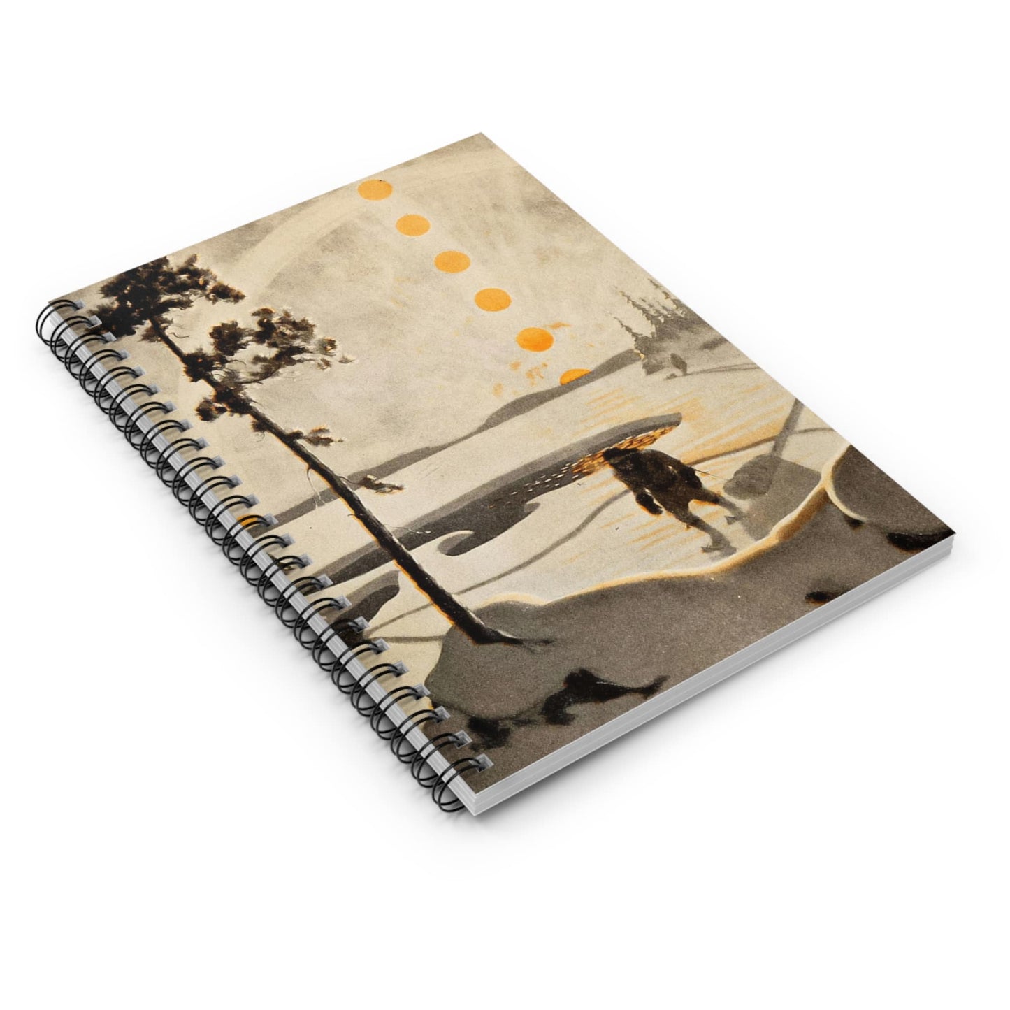 Winter Journey Spiral Notebook Laying Flat on White Surface