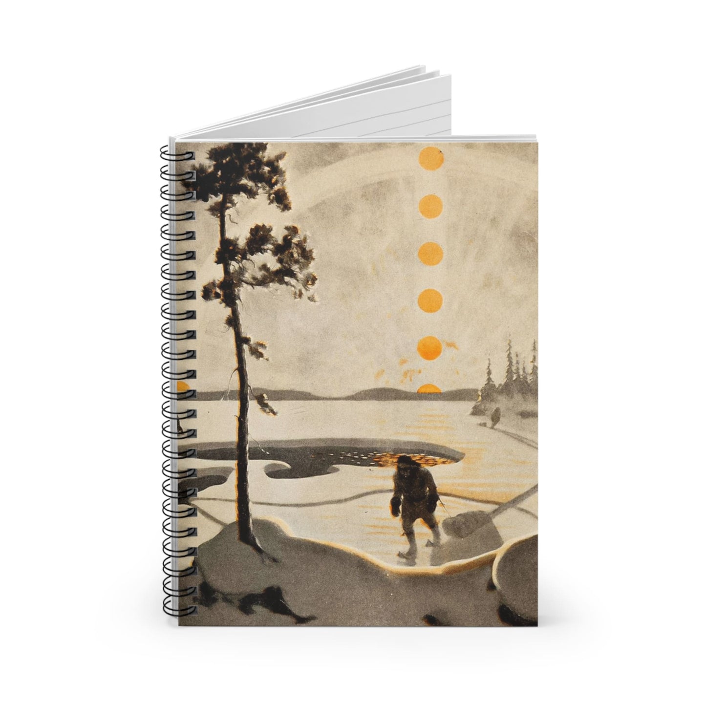 Winter Journey Spiral Notebook Standing up on White Desk