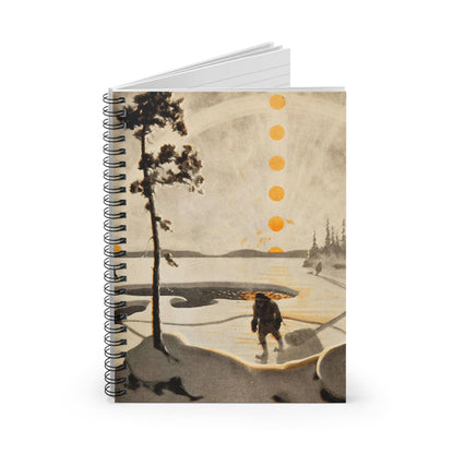 Winter Journey Spiral Notebook Standing up on White Desk