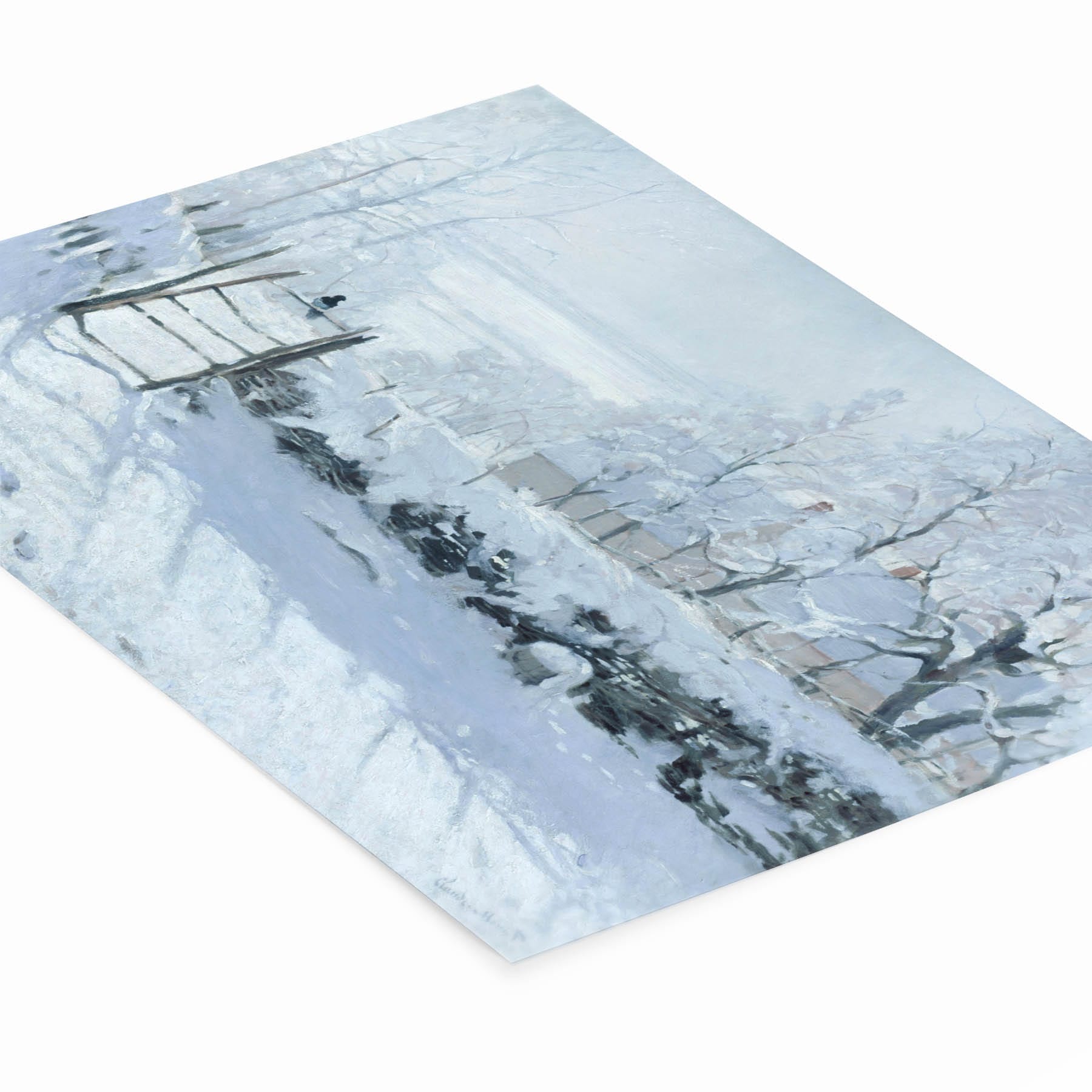 Winter Lanscape Art Print Laying Flat on a White Background