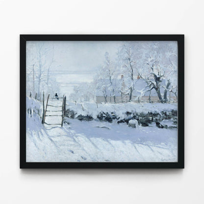 Winter Lanscape Art Print in Black Picture Frame