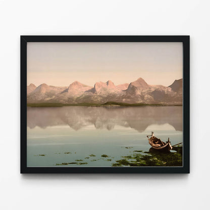 Mountains on a Lake Picture in Black Picture Frame