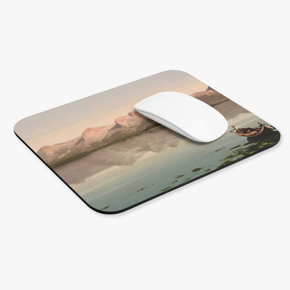 Winter Landscape Computer Desk Mouse Pad With White Mouse