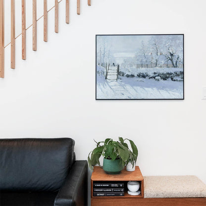 Winter Lanscape Wall Art Print in a Picture Frame on Living Room Wall