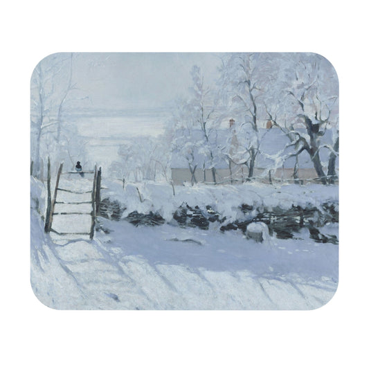 Winter Mouse Pad with snowy landscape art, desk and office decor showcasing serene winter scenes.