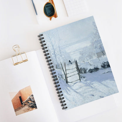 Winter Spiral Notebook Displayed on Desk