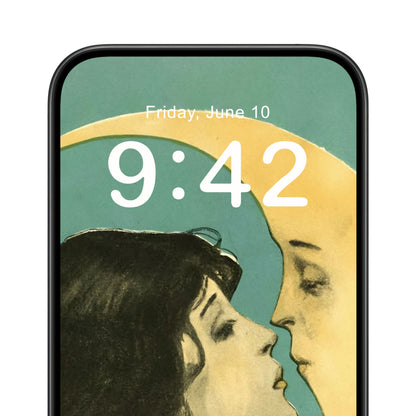 Woman Kissing the Moon Phone Wallpaper Close Up