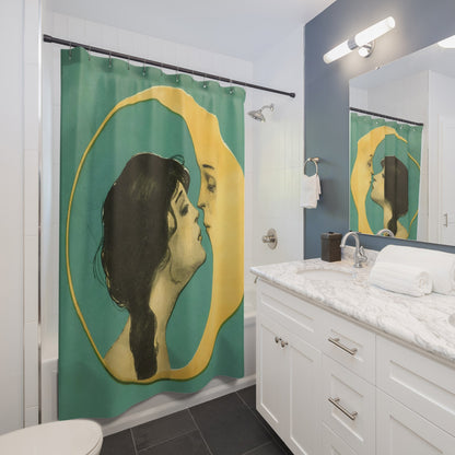 Woman Kissing the Moon Shower Curtain Best Bathroom Decorating Ideas for Art Nouveau Decor
