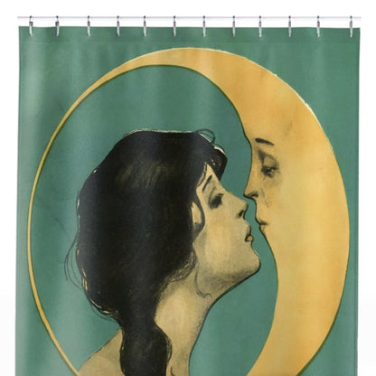 Woman Kissing the Moon Shower Curtain Close Up, Art Nouveau Shower Curtains