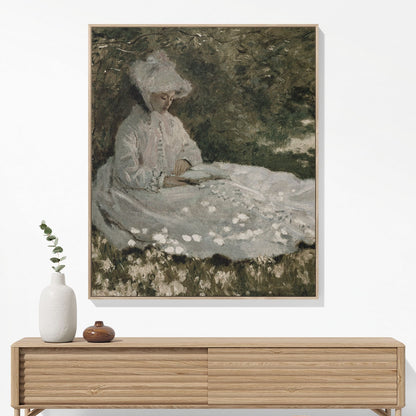 Woman in a White Dress Woven Blanket Woven Blanket Hanging on a Wall as Framed Wall Art