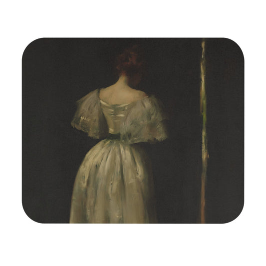 Woman in a White Dress Mouse Pad with Victorian period art, desk and office decor featuring classic white dress artwork.