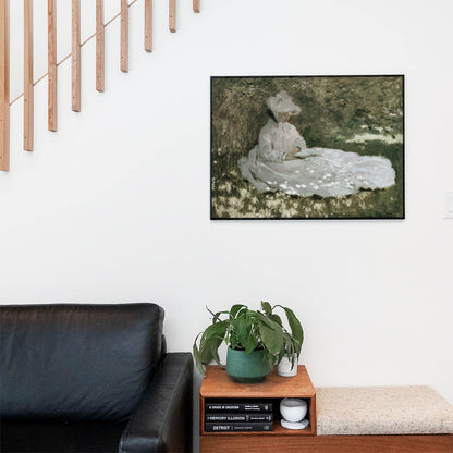 Woman in a White Dress Wall Art Print in a Picture Frame on Living Room Wall