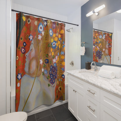 Woman with Flower Hair Shower Curtain Best Bathroom Decorating Ideas for Art Nouveau Decor