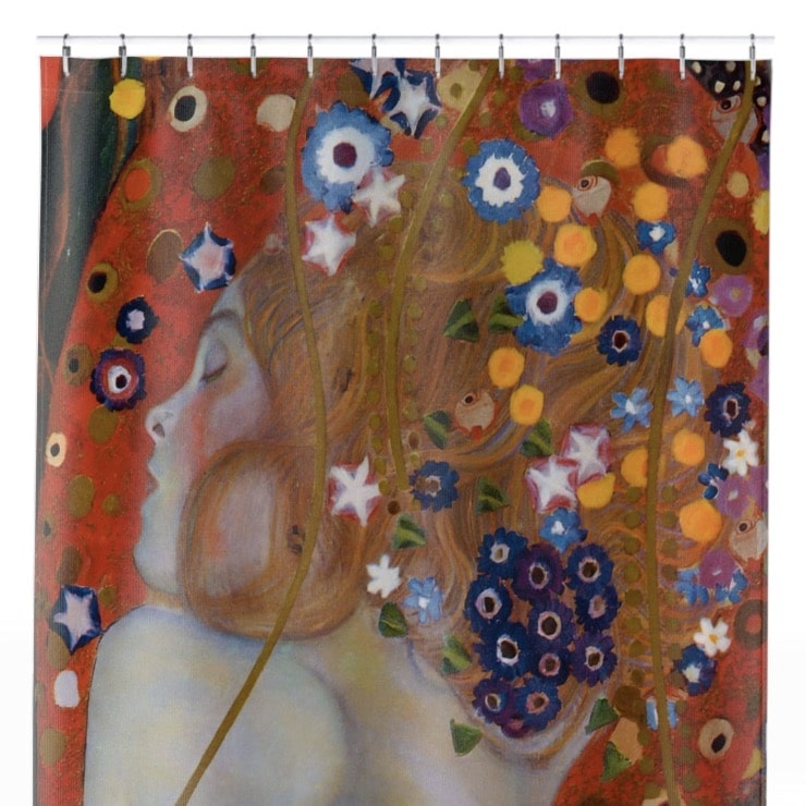 Woman with Flower Hair Shower Curtain Close Up, Art Nouveau Shower Curtains
