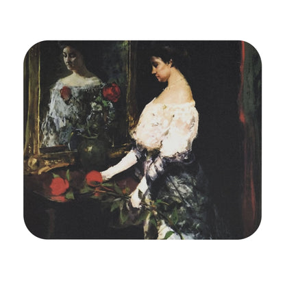 Woman with a Rose Mouse Pad with dark Victorian elegance, desk and office decor featuring classic Victorian themes.