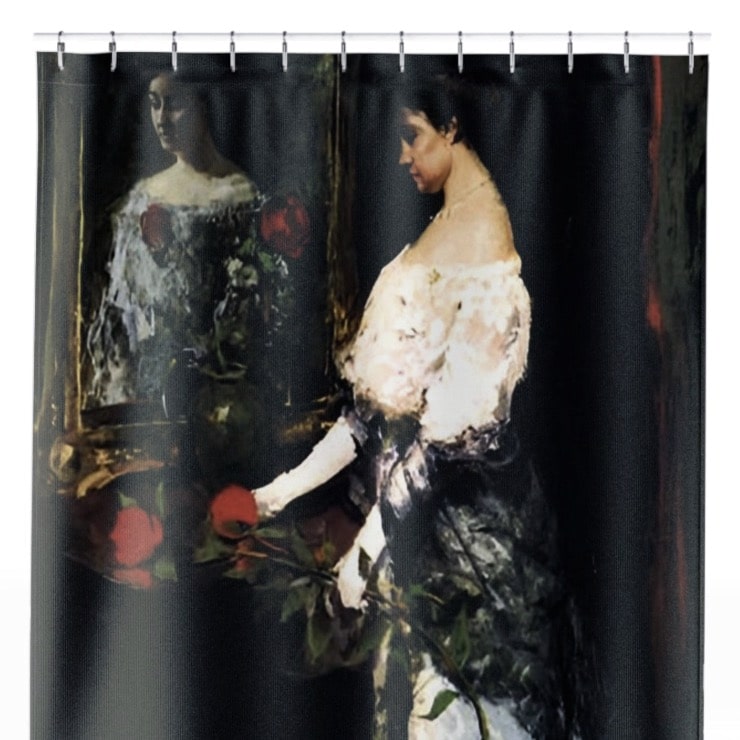 Woman with a Rose Shower Curtain Close Up, Victorian Shower Curtains