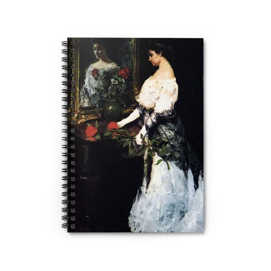 Woman with a Rose Notebook with dark Victorian cover, ideal for historical fiction writers, featuring dramatic Victorian artwork.