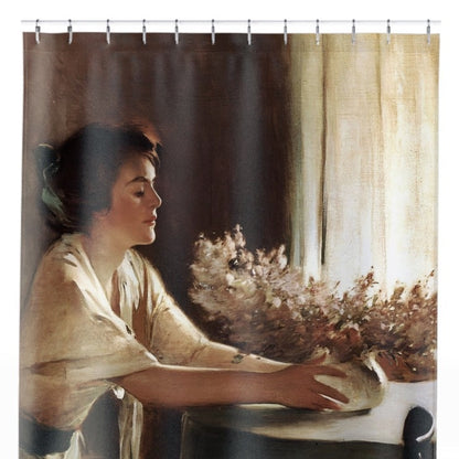 Woman with a Vase Shower Curtain Close Up, Victorian Shower Curtains